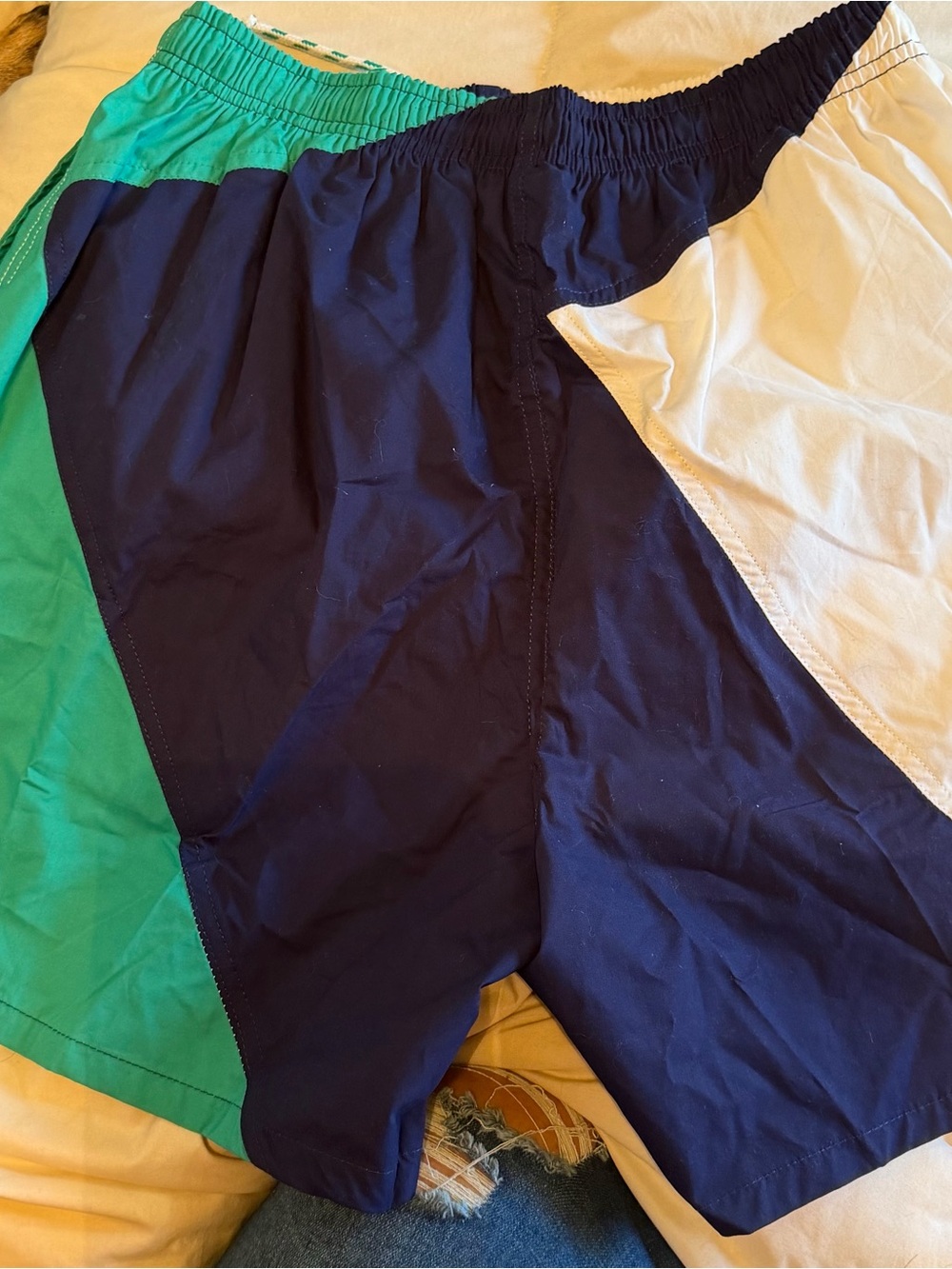 Hobie Men's Colorblock Swim Trunks in Navy, Teal & White